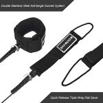 WOOWAVE Surfboard Leash Premium Surf Leash SUP Leg Rope Straight 6/7/8/9 feet for All Types of Surfboards (Black, 6ft & 7mm)