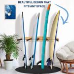 Hang 11 Vertical Surfboard Rack - Surf Racks for Wall, Sustainable Hardwood Surf Board Holder with Rubber Mat, Surfboard Wall Mount, Paddle Board & SUP Garage Storage (5 arms / 4-5 boards)