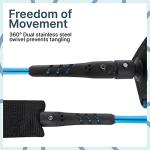 BPS 'Storm' 7.2mm Surfboard Leash - 7ft Premium Leg Rope - Stainless Steel Swivels Triple Rail Saver - SUP Paddle Boarding Surfboarding Straight Leashes with Hidden Key Pocket (Koru Dark Blue)