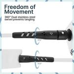 BPS 'Storm' Premium Coiled SUP Leash - 10ft Leash with Triple Rail Savers and Double Swivels (Koru White)