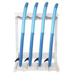 MyGift 4-Ft Tall Freestanding Vertical Surfboard and Snowboard Rack, Beach House Style Weathered White Wood Wakeboard SUP Paddleboard Storage Stand - Holds up to 4 Boards