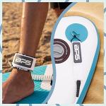 BPS 'Storm' Premium Coiled SUP Leash - 10ft Leash with Triple Rail Savers and Double Swivels (Koru White)