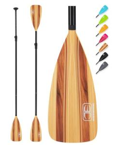 OCEANBROAD SUP Paddle - Adjustable Stand-Up Paddle for Paddleboard Kayak, Adjustable Aluminum Alloy Shaft 68" - 84", 4-Piece, Wood Print