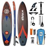 WNOVA 11'6"×34"×6" Inflatable Stand Up Paddle Board, 430LBS Capacity SUP Paddle Board for All Skill Levels, Blow Up Paddleboard with Adjustable Paddle, Camera Mount, Cup Holder, Backpack, Classic Wood