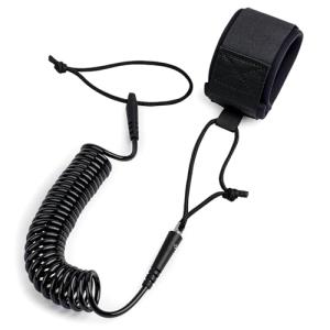 Abahub Coil SUP Leash, 10 ft Lite Coiled Paddle Board Leashes, 5mm Thick Legrope Strap for Longboard Surfboards, Stand-up Paddleboards, iSUP Replacement Leg Rope,Black