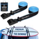Hang 11 Surfboard Tie Down Straps for Roof Rack, Extra Long (15ft) & Wide (1.5"), No-Scratch Silicone Buckles, Surfboard Straps for Roof Rack, Ideal to Secure a Paddle Board Kayak Canoe SUP on a Car
