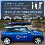 Hang 11 Surfboard Tie Down Straps for Roof Rack, Extra Long (15ft) & Wide (1.5"), No-Scratch Silicone Buckles, Surfboard Straps for Roof Rack, Ideal to Secure a Paddle Board Kayak Canoe SUP on a Car