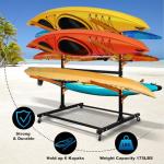 6 Levels Adjustable Kayak Storage Rack, Heavy Duty Freestanding Sup Storage Stand for Outdoor Use, Storage Rack for Kayaks, SUPs, Canoe and Paddleboard,… (Wood)