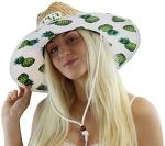 Pineapple Fabric Pattern Print Straw Sunhat Men & Women, Lifeguard Hat, Beach, Swim, Cruise, Paddle Board, Boat, Fishing, Fits All, Malabar Hat