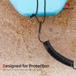 Abahub Coil SUP Leash, 10 ft Lite Coiled Paddle Board Leashes, 5mm Thick Legrope Strap for Longboard Surfboards, Stand-up Paddleboards, iSUP Replacement Leg Rope,Black