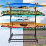 6 Levels Adjustable Kayak Storage Rack, Heavy Duty Freestanding Sup Storage Stand for Outdoor Use, Storage Rack for Kayaks, SUPs, Canoe and Paddleboard,… (Wood)