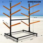 6 Levels Adjustable Kayak Storage Rack, Heavy Duty Freestanding Sup Storage Stand for Outdoor Use, Storage Rack for Kayaks, SUPs, Canoe and Paddleboard,… (Wood)