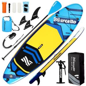 Paddle Board, Inflatable Stand Up Paddle Board, 10.6'×33"×6" Ultra-Light SUP Board with Hand Pump, Leash, Repair Kit, Waterproof Phone Case and Waterproof Bag, Backpack, Paddle Boards for Adults