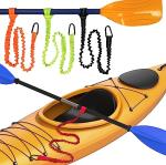 Lvsnro Paddle Leash Kayak Paddle Holder Tool Lanyard - 2 Pack Stretchable Paddle Strap with Carabiner Secure Leash Lanyard Rope for SUP Kayak Canoe Paddle Fishing Pole Rod (Green-2pcs)