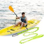 Lvsnro Paddle Leash Kayak Paddle Holder Tool Lanyard - 2 Pack Stretchable Paddle Strap with Carabiner Secure Leash Lanyard Rope for SUP Kayak Canoe Paddle Fishing Pole Rod (Green-2pcs)