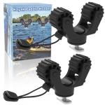 Huntury Kayak Paddle Holder, Kayak Fishing Net Holder, Kayak Fishing Poles Holder, Kayak Track Mount Accessories for Fishing Kayak, Canoe, Paddle Board, 10, Black