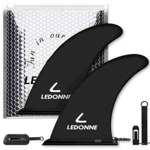 LEDONNE Fin 9" SUP Center Fins 2 Pcs with 1 Extra Pin No-Tool Installation with 1 Retainer- Ensures The Fin Base Remains Intact-9” Fin for Paddle Board Fin, Black