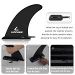 LEDONNE Fin 9" SUP Center Fins 2 Pcs with 1 Extra Pin No-Tool Installation with 1 Retainer- Ensures The Fin Base Remains Intact-9” Fin for Paddle Board Fin, Black