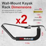 FitiRoker Kayak Storage Rack – 100LB Wall Mounted Kayak Wall Mount with Oxford Cover & Foam Protection | Kayak Rack for Garage, Storage Hooks for Canoes, SUPs, Ladders, Bikes (Padded Cover)