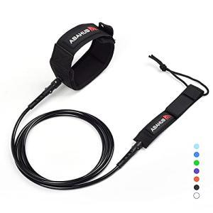 Abahub Premium Surfboard Leash, Straight Surf Board Leg Rope, Legrope Strap for Longboard, SUP Paddleboard Replacement Leashes 9 Foot Black 7 mm Thick