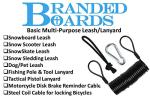 Branded Boards-Railz Steel Coiled Safety Leash, Heavy Duty Wrist Cuff, Carabiner & Paracord loop. Boogie Board, Snowboard, Surf Board, SUP, Ski Scooter, Snowskate, Sled, Dog Pet Lanyard (Basic-1-Pack)