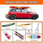 MeeFar Universal Car Soft Roof Rack Pads Luggage Carrier System for Kayak Surfboard SUP Canoe Include 2 Heavy Duty Tie Down Straps, 4 Tie Down Rope, 4 Quick Loop Strap and Storage Bag
