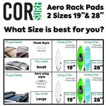 COR Surf Aero Roof Rack Pads for Paddleboard, Kayak, Surfboards, SUP, Snowboard, Paddleboard and Canoe | for Wide Aero Style Bars (Black, 28" Wide)