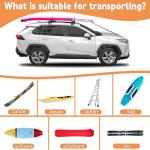LASUK Universal Car Roof Rack, Soft Roof Rack Pads, Kayak with Tie Down Strap for Surfboard, SUP, Canoe, PP Rope, Quick Loop Strap and Storage Bag