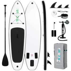 FunWater SUP Inflatable Stand Up Paddle Board 10'6×33"×6" Ultra-Light Inflatable Paddleboard with ISUP Accessories,Fins,Adjustable Paddle, Pump,Backpack, Leash