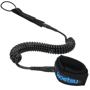 KOETSU 10ft Coiled Surfboard Leash - Retractable Safety Ankle Cord with Comfortable Cuff & Anti-Tangle Elastic Rope for Surfing, SUP Paddleboard, Bodyboard | Surf Accessories