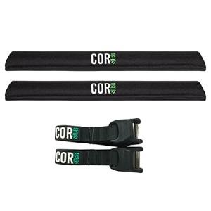 Aero Roof Rack Pads and Premium Scratch Resistant Silicone Buckle Tie Down Straps for Surf, SUP, Kayak and Canoe (28" Large) by COR Surf