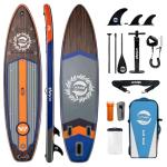 WNOVA Extra Wide Inflatable Paddle Board, 11' x 34" x 6" Stand Up Paddle Board for Adults, SUP Accessories with Camera Mount, 2+1 Family for Lake, Ocean, Sea,Deep Wood Grain