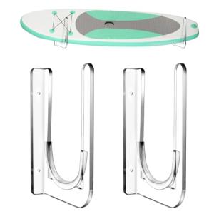 Yousoontic Surfboard Wall Mount Sup Paddle Board Rack Clear Acrylic Paddle Board Holder Wall Display Horizontal Storage Holder for Sup, Holds 50 Lbs