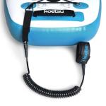 KOETSU 10ft Coiled Surfboard Leash - Retractable Safety Ankle Cord with Comfortable Cuff & Anti-Tangle Elastic Rope for Surfing, SUP Paddleboard, Bodyboard | Surf Accessories