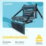 cuarko Inflatable Paddle Board Seat with Back Support [Lightweight, Anti-Slip] Sit-on-Top Kayak Accessories, Universal Boat Seats Cushion Fit for Canoe/SUP/Fishing Boat with Storage Bag, Built-in Pump