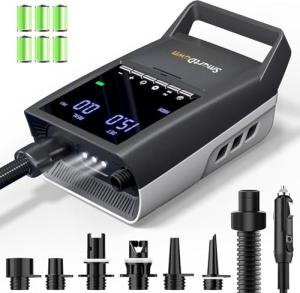 2025 Smart Portable SUP Air Pumps with Dual Stage Inflation and Auto-Off, 3X4500MAH, Up to 20 PSI, 30% Faster Inflation and Deflation, Rechargeable, Ideal for Paddle Board, Kayaks, Boats, and Tents
