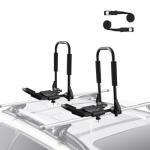 VEVOR Kayak Roof Rack 1 Pair J-Bar, Soft Roof Rack Quick Folding, Top Mount Tie Down, Carrier for Kayak, Surf Board, Canoe, SUP, Ski Board, Mount on Car, SUV, Truck, 1 Kayak
