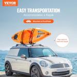 VEVOR Kayak Roof Rack 1 Pair J-Bar, Soft Roof Rack Quick Folding, Top Mount Tie Down, Carrier for Kayak, Surf Board, Canoe, SUP, Ski Board, Mount on Car, SUV, Truck, 1 Kayak