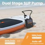 Aoiiefe Portable Rechargeable Electric SUP Paddle Board Pump, Intelligent Dual Stage Inflation&Deflation, Up to 20PSI and Auto-Off for Stand UP Paddle Boards, Kayaks, Tents