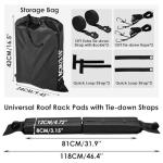 Socpuro Soft Roof Rack Pads for Kayak Surfboard SUP Canoe, Universal Car Roof Rack System with Tie Down Straps