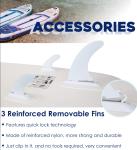 RANGALii 3 White Detachable Replacement Paddleboard Fins Inflatable SUP Stand Up Paddle Board Accessory Quick-Lock fins Center Fin Side Fins