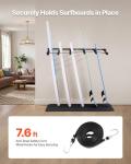 VEVOR Surfboard Wall Mount, 6 Arms Vertical Surfboard Rack, Space-Saving Paddle Board Holder with Rubber Mat, Paddle Rack for SUP, Ski, Skateboards