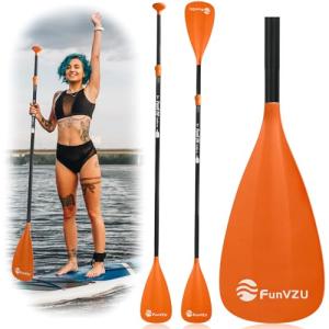 FunVZU SUP Paddle, Stand Up Paddle Board Paddle Lightweight Adjustable 4-Piece Aluminium Kayak Paddles, Unique Lock Design Floating Alloy Shaft Paddle for Paddle Board