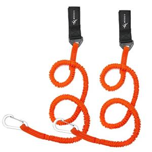 MOOCY Coiled Kayak Paddle Tether - Fishing Leash with Carabiner (36" to 72" Stretch) | Fits Paddle/Rod/SUP/Fishing Net - Kayaking Accessories