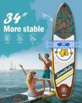 SamamDally 11' Inflatable Paddle Boards for Adults, 34'' Wide All-Around SUP Boards with Premium Accessories, Adjustable Paddle, Removable Fins, Hand Pump & Waterproof Bag (Floral Woodgrain)