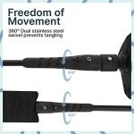 BPS 'Storm' Premium Coiled SUP Leash - 10ft Leash with Triple Rail Savers and Double Swivels (Koru Black)