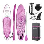 FBSPORT 11' Premium Stand Up Paddle Board, Yoga Board with SUP Accessories & Carry Bag | Wide Stance, Surf Control, Non-Slip Deck, Leash, Paddle and Pump for Youth & Adult (Flower Purple)