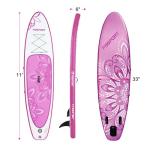 FBSPORT 11' Premium Stand Up Paddle Board, Yoga Board with SUP Accessories & Carry Bag | Wide Stance, Surf Control, Non-Slip Deck, Leash, Paddle and Pump for Youth & Adult (Flower Purple)