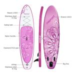 FBSPORT 11' Premium Stand Up Paddle Board, Yoga Board with SUP Accessories & Carry Bag | Wide Stance, Surf Control, Non-Slip Deck, Leash, Paddle and Pump for Youth & Adult (Flower Purple)