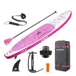 FBSPORT 11' Premium Stand Up Paddle Board, Yoga Board with SUP Accessories & Carry Bag | Wide Stance, Surf Control, Non-Slip Deck, Leash, Paddle and Pump for Youth & Adult (Flower Purple)